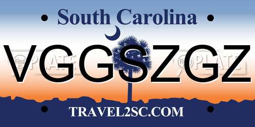 VGGSZGZ South Carolina License Plate