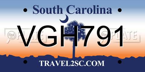 VGH791 South Carolina License Plate