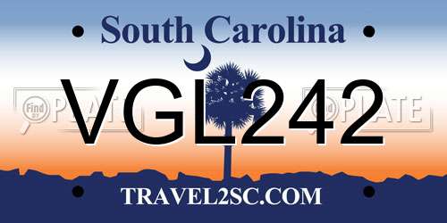VGL242 South Carolina License Plate