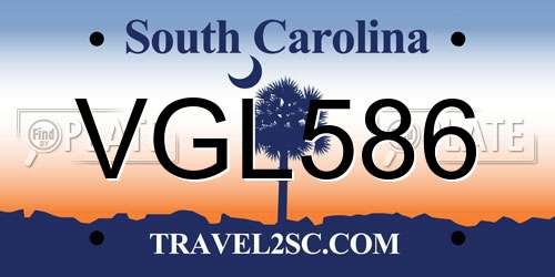 VGL586 South Carolina License Plate