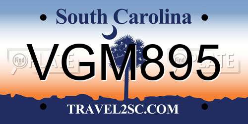 VGM895 South Carolina License Plate