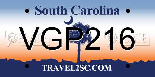 VGP216 South Carolina License Plate