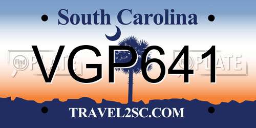 VGP641 South Carolina License Plate