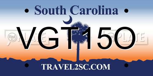 VGT15O South Carolina License Plate