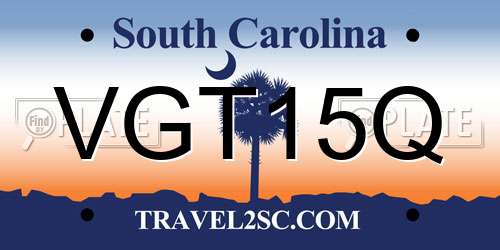 VGT15Q South Carolina License Plate