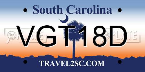 VGT18D South Carolina License Plate