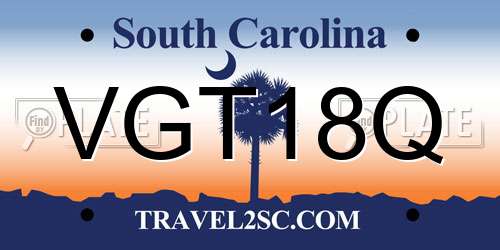 VGT18Q South Carolina License Plate