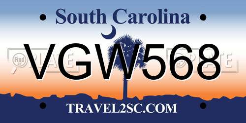 VGW568 South Carolina License Plate