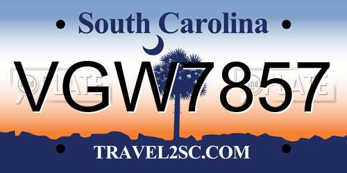 VGW7857 South Carolina License Plate
