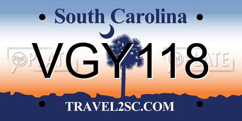 VGY118 South Carolina License Plate