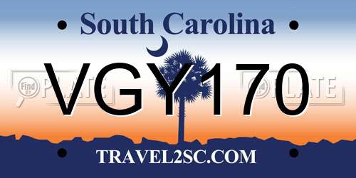 VGY170 South Carolina License Plate