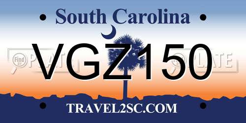 VGZ150 South Carolina License Plate