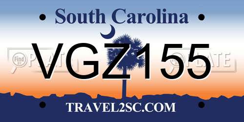 VGZ155 South Carolina License Plate