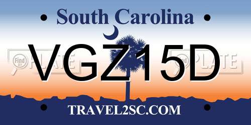 VGZ15D South Carolina License Plate