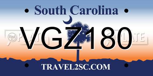 VGZ180 South Carolina License Plate