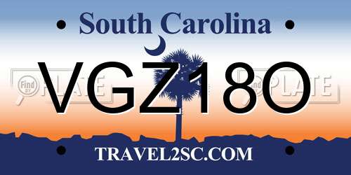 VGZ18O South Carolina License Plate