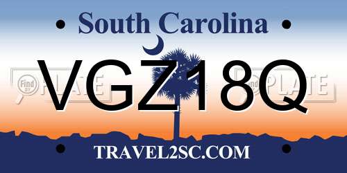 VGZ18Q South Carolina License Plate