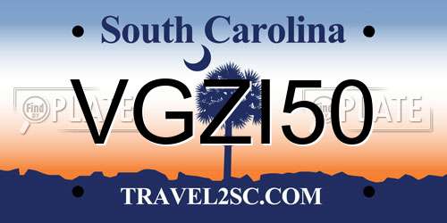 VGZI50 South Carolina License Plate