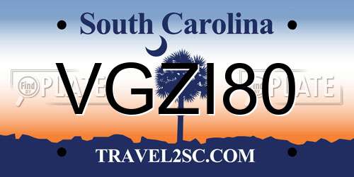 VGZI80 South Carolina License Plate