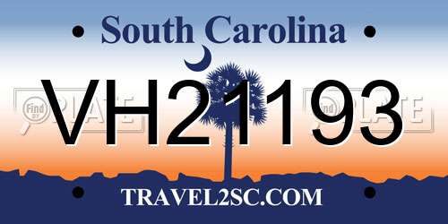 VH21193 South Carolina License Plate