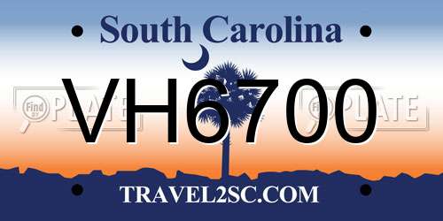 VH6700 South Carolina License Plate
