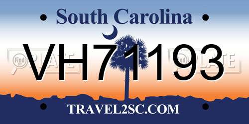 VH71193 South Carolina License Plate