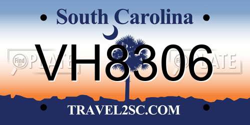 VH8306 South Carolina License Plate