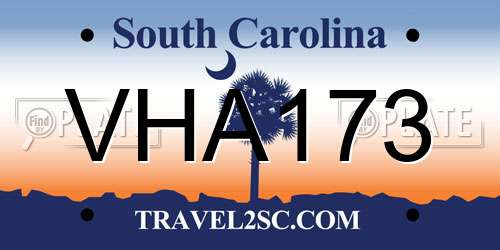 VHA173 South Carolina License Plate
