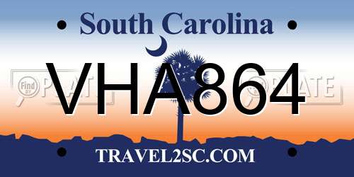 VHA864 South Carolina License Plate