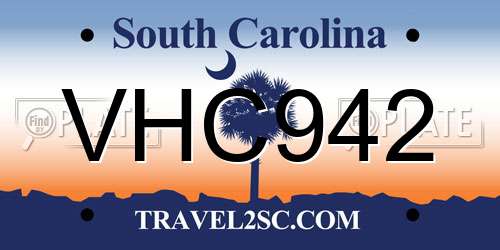 VHC942 South Carolina License Plate
