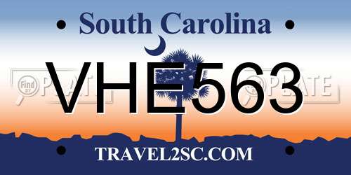 VHE563 South Carolina License Plate
