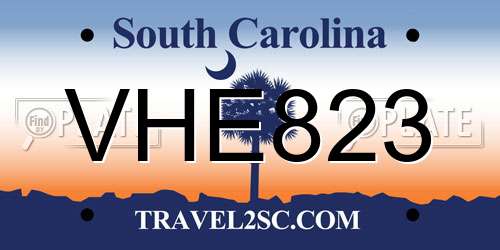 VHE823 South Carolina License Plate