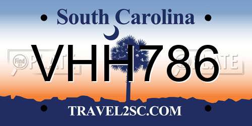 VHH786 South Carolina License Plate
