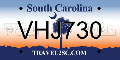 VHJ730 South Carolina License Plate