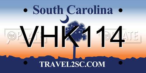 VHK114 South Carolina License Plate