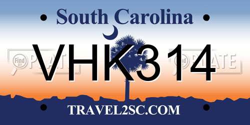 VHK314 South Carolina License Plate