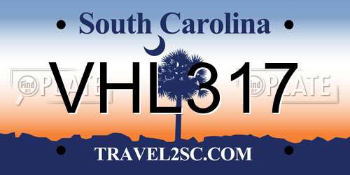 VHL317 South Carolina License Plate