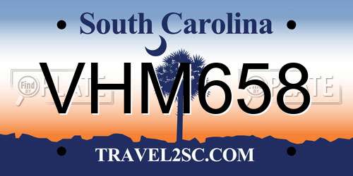 VHM658 South Carolina License Plate