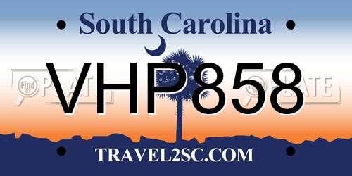 VHP858 South Carolina License Plate