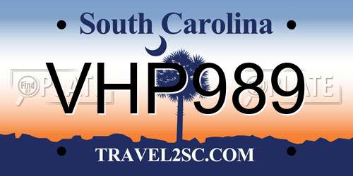 VHP989 South Carolina License Plate