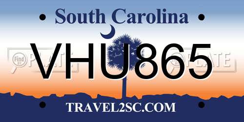 VHU865 South Carolina License Plate
