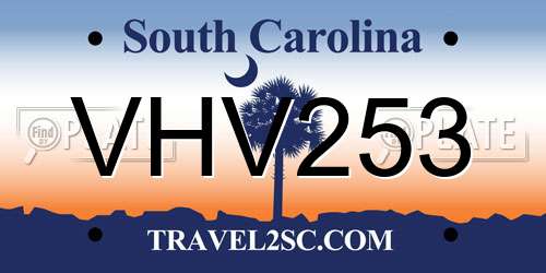 VHV253 South Carolina License Plate