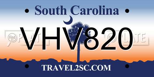 VHV820 South Carolina License Plate