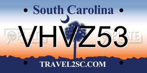 VHVZ53 South Carolina License Plate