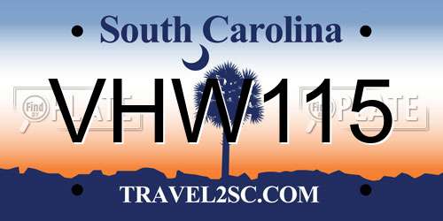 VHW115 South Carolina License Plate
