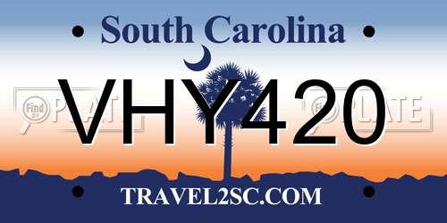 VHY420 South Carolina License Plate