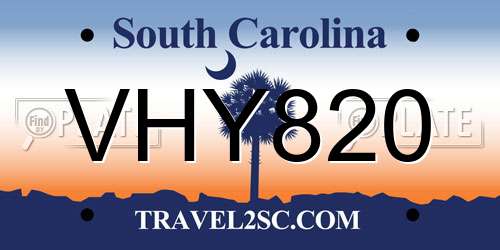 VHY820 South Carolina License Plate