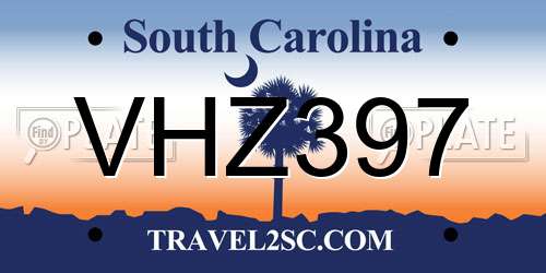 VHZ397 South Carolina License Plate