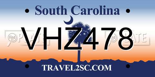 VHZ478 South Carolina License Plate