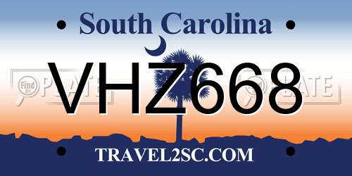 VHZ668 South Carolina License Plate